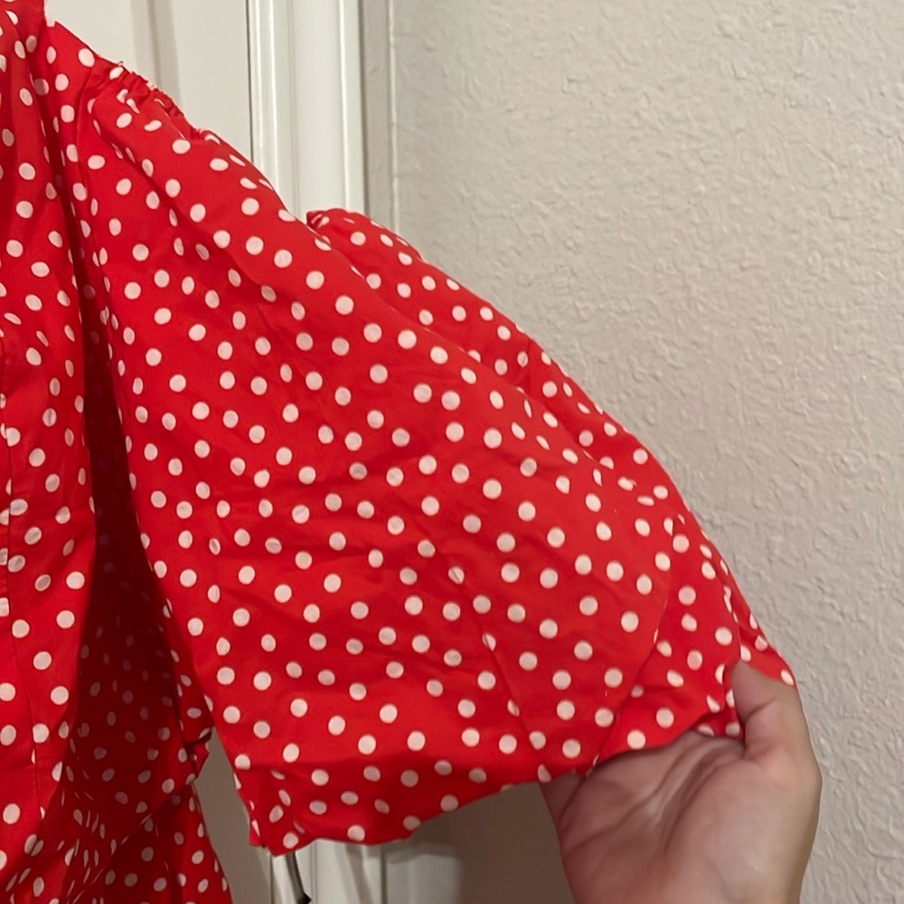 NWT ELOQUII Red Polka Dot Mini Skirt Tiered Ruffle Elastic Waist Size 26 Disney - Picture 8 of 11